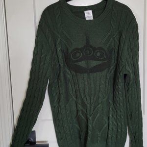 Large Disney Pixar Toy Story Alien Green Cable Knit Sweater
